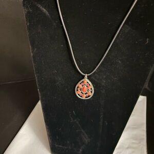 Chic Black with a Peach Pendant Necklace